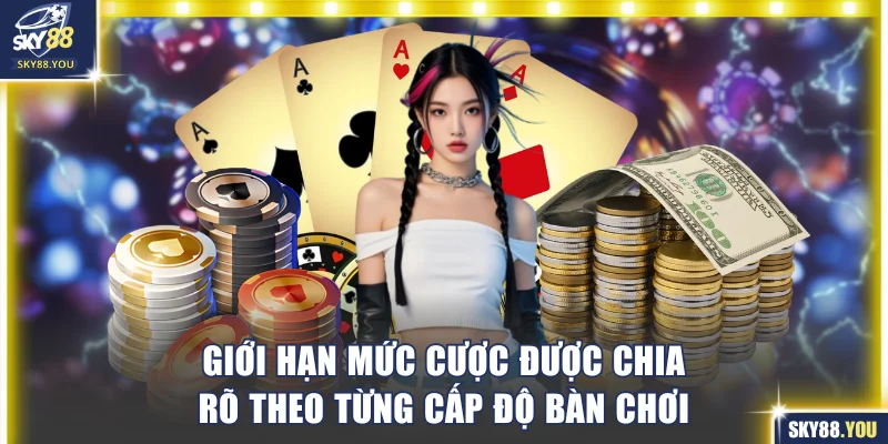 Giới hạn mức cược được chia rõ theo từng cấp độ bàn chơi
